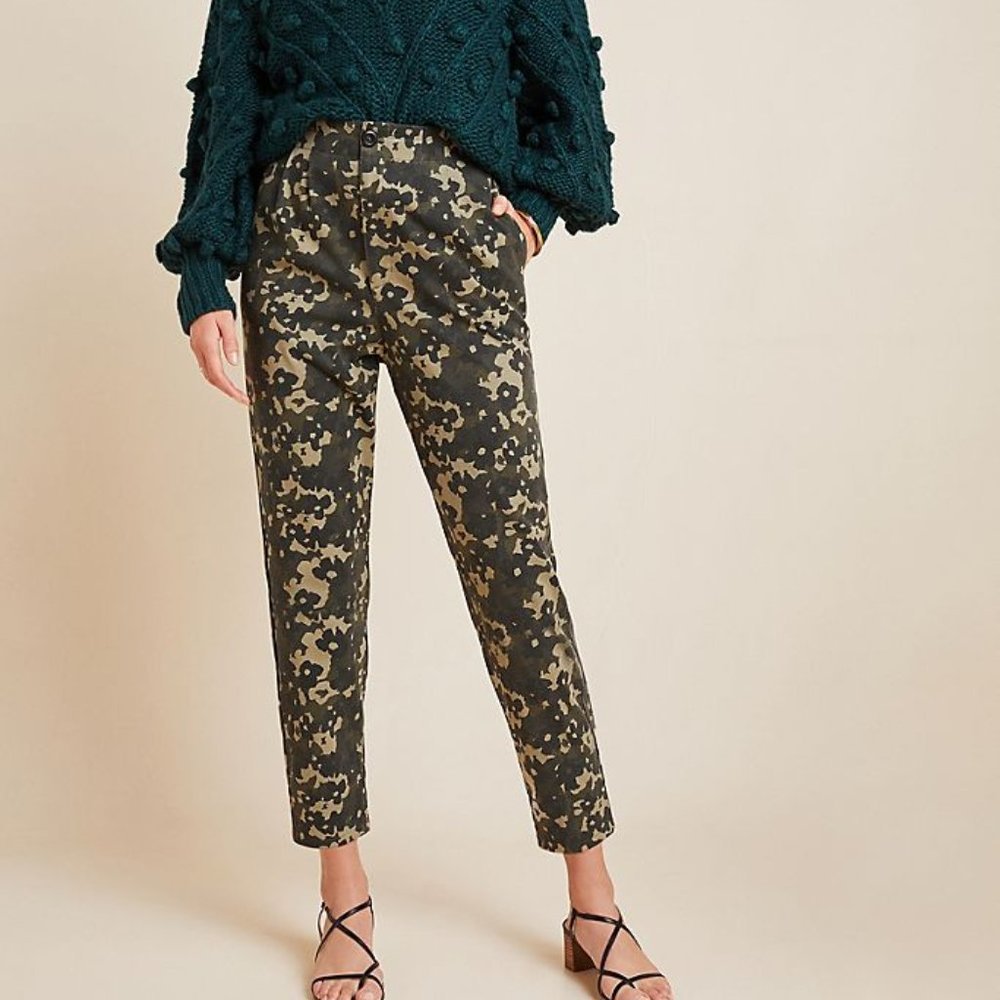 NWT Anthropologie Amaldi Floral Camouflage Ankle Pants